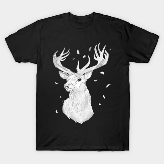 White Stag, Magical Deer T-Shirt by Witchling Art